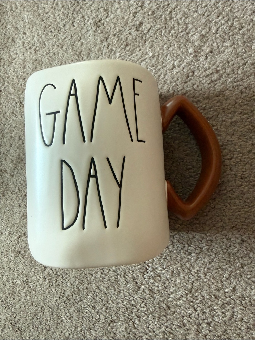 Rae Dunn Cream "GAME DAY" Mug with Brown Handle